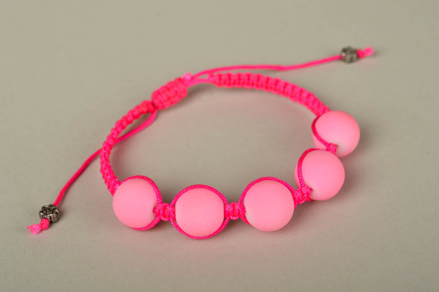 Handmade pink bright bracelet elegant beaded bracelet designer accessory photo 2