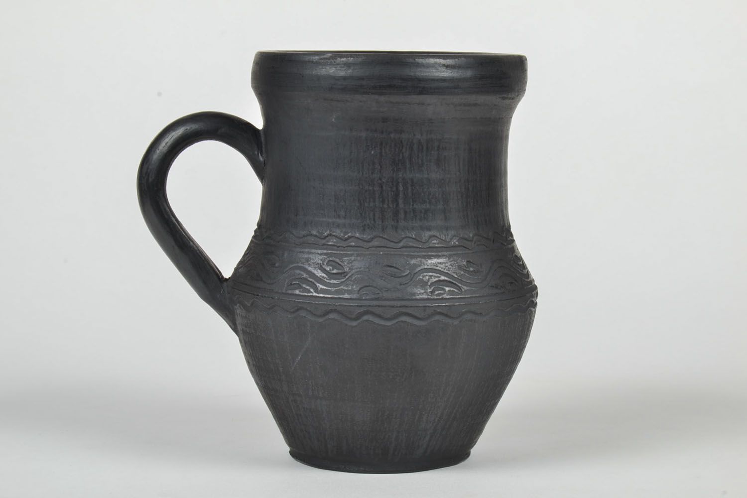 25 oz handmade black ceramic milk decanter with handle 1,7 lb photo 2