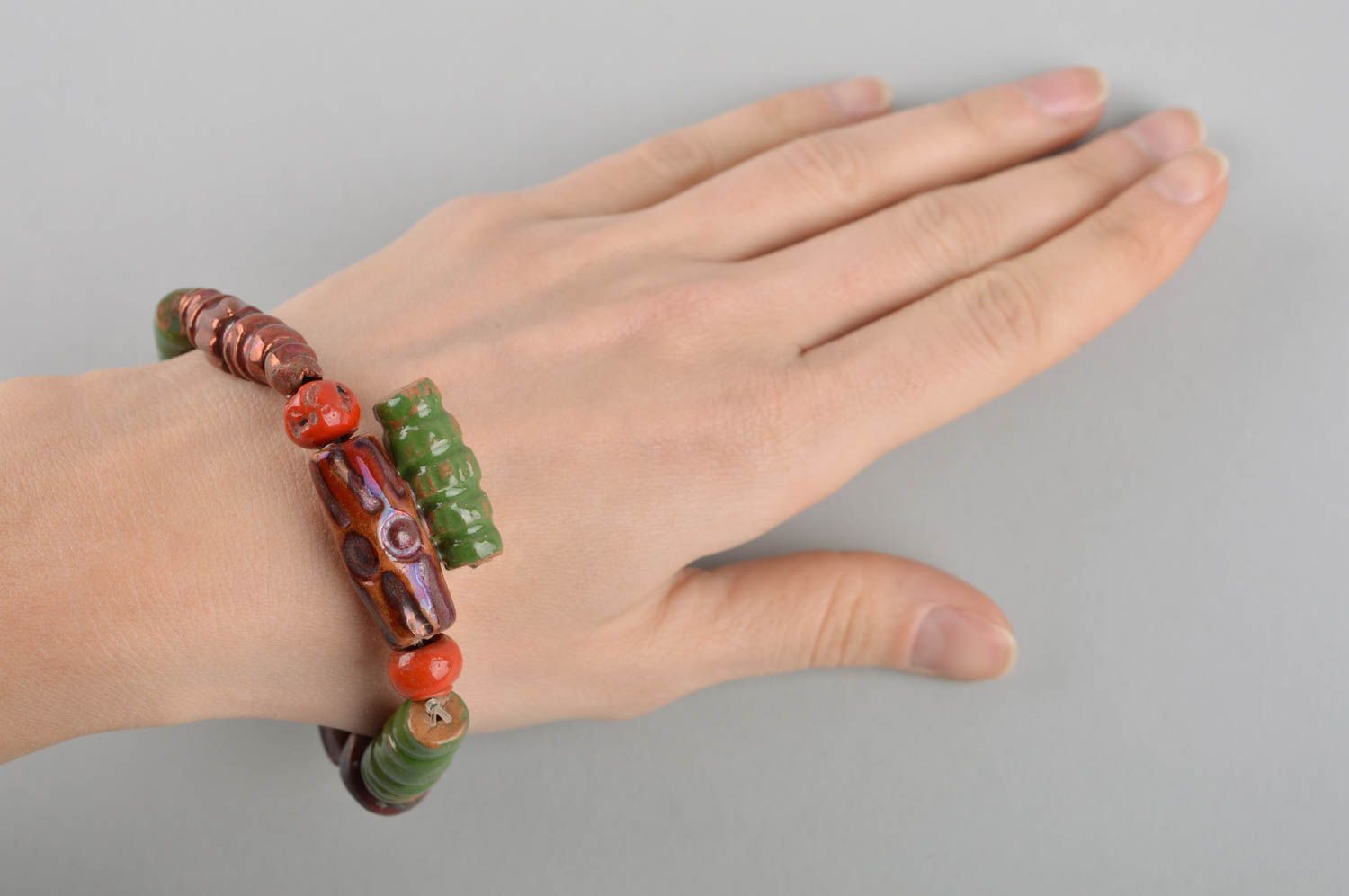 Bracelet céramique Bijou fait main tendance ethnique Accessoire mode femme photo 5