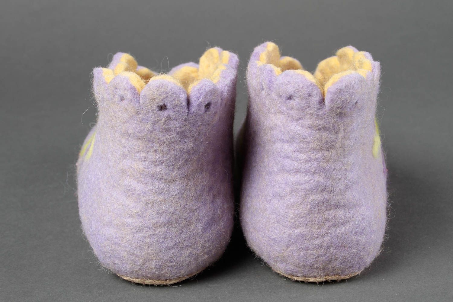 Handmade felted lilac slippers home woolen slippers warm stylish present photo 5