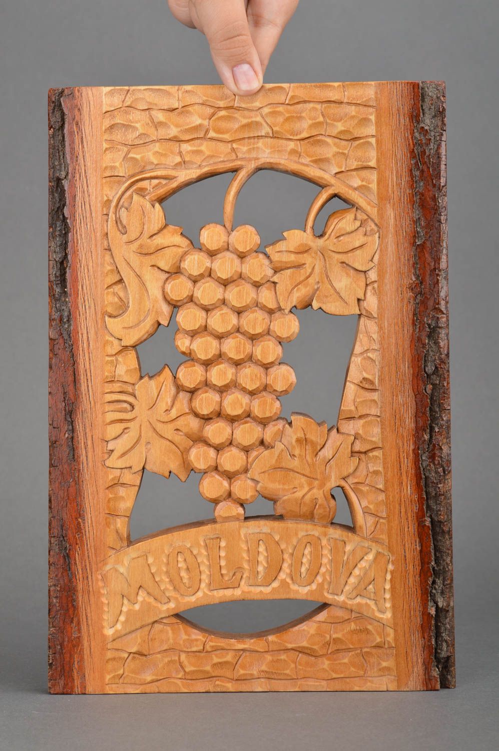 Panel decorativo de madera para pared hecho a mano original Racimo de uvas  foto 5