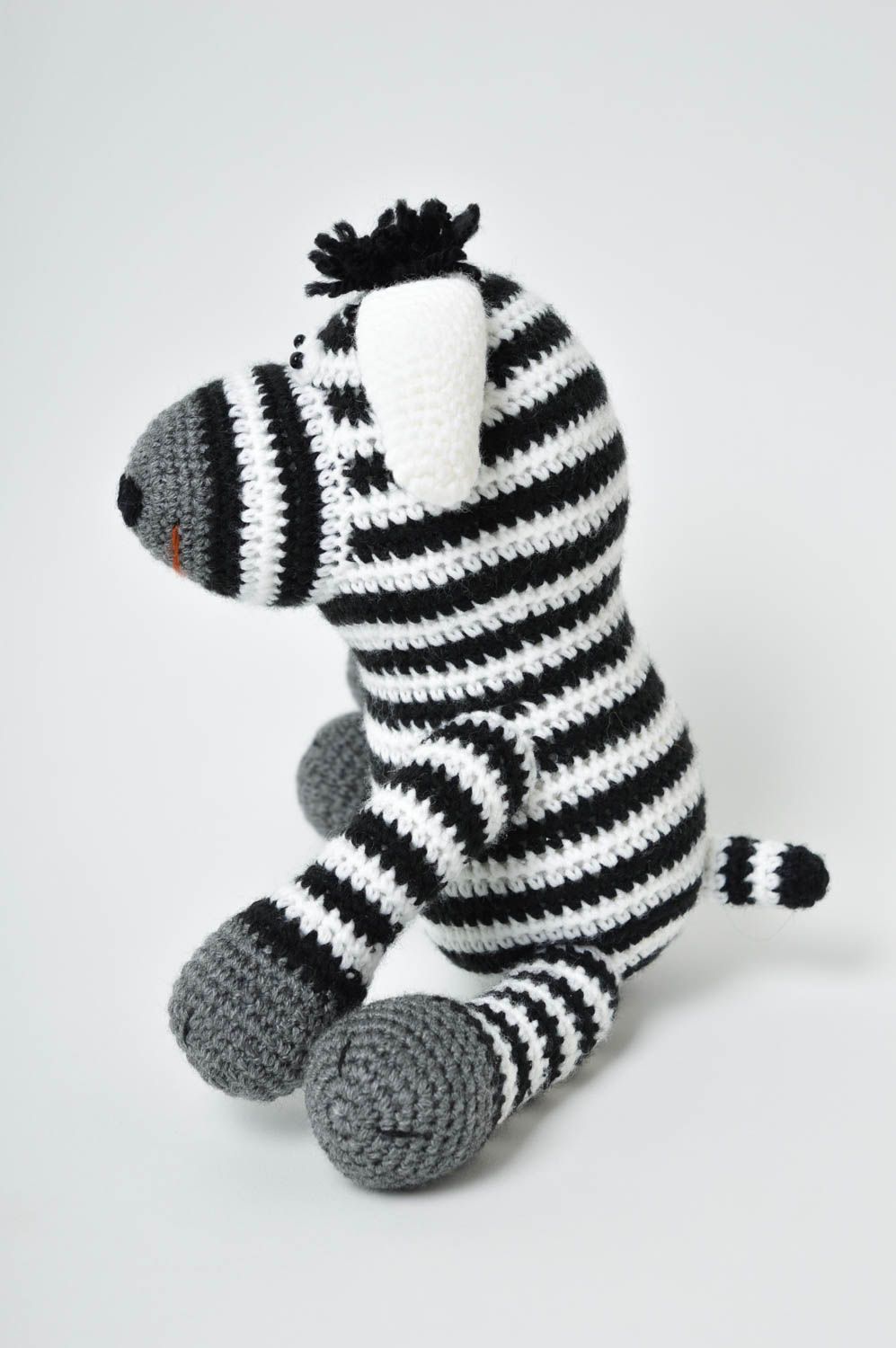 Handmade toy small zebra soft toy decorative crocheted toy striped crocheted toy photo 5