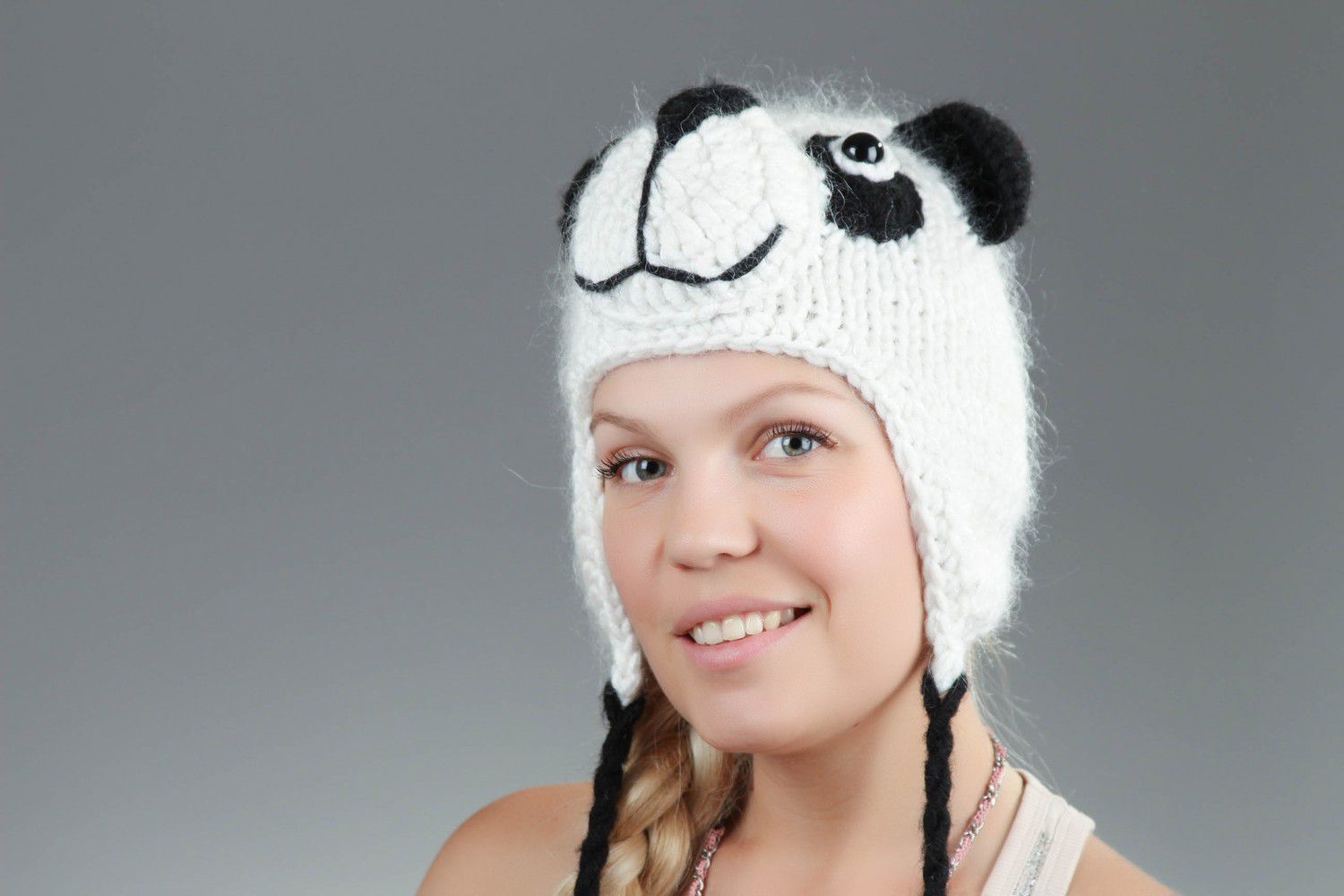 Knitted hat Panda photo 5