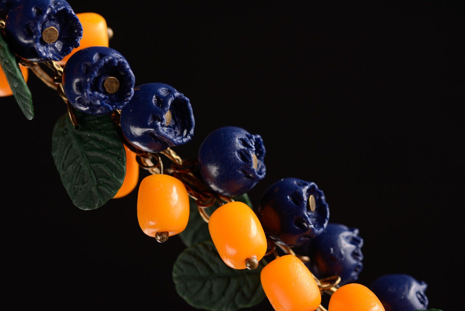 Polymer clay bracelet Bilberry and Sea-buckthorn photo 4