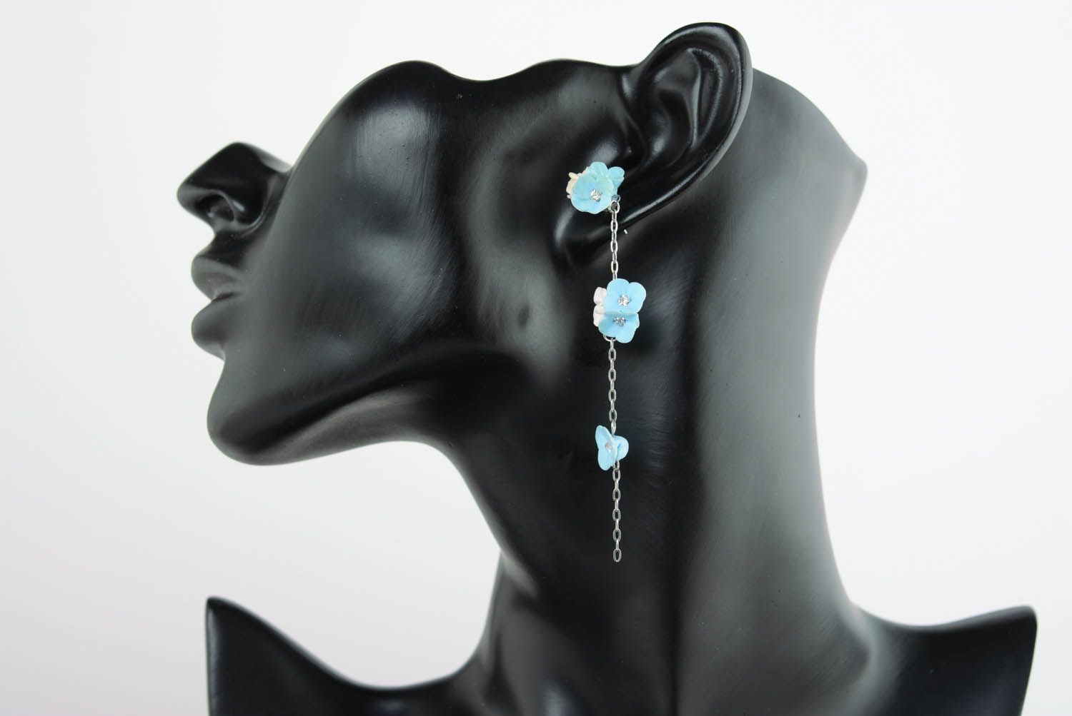 Cuff earrings with charms Turquoise photo 1