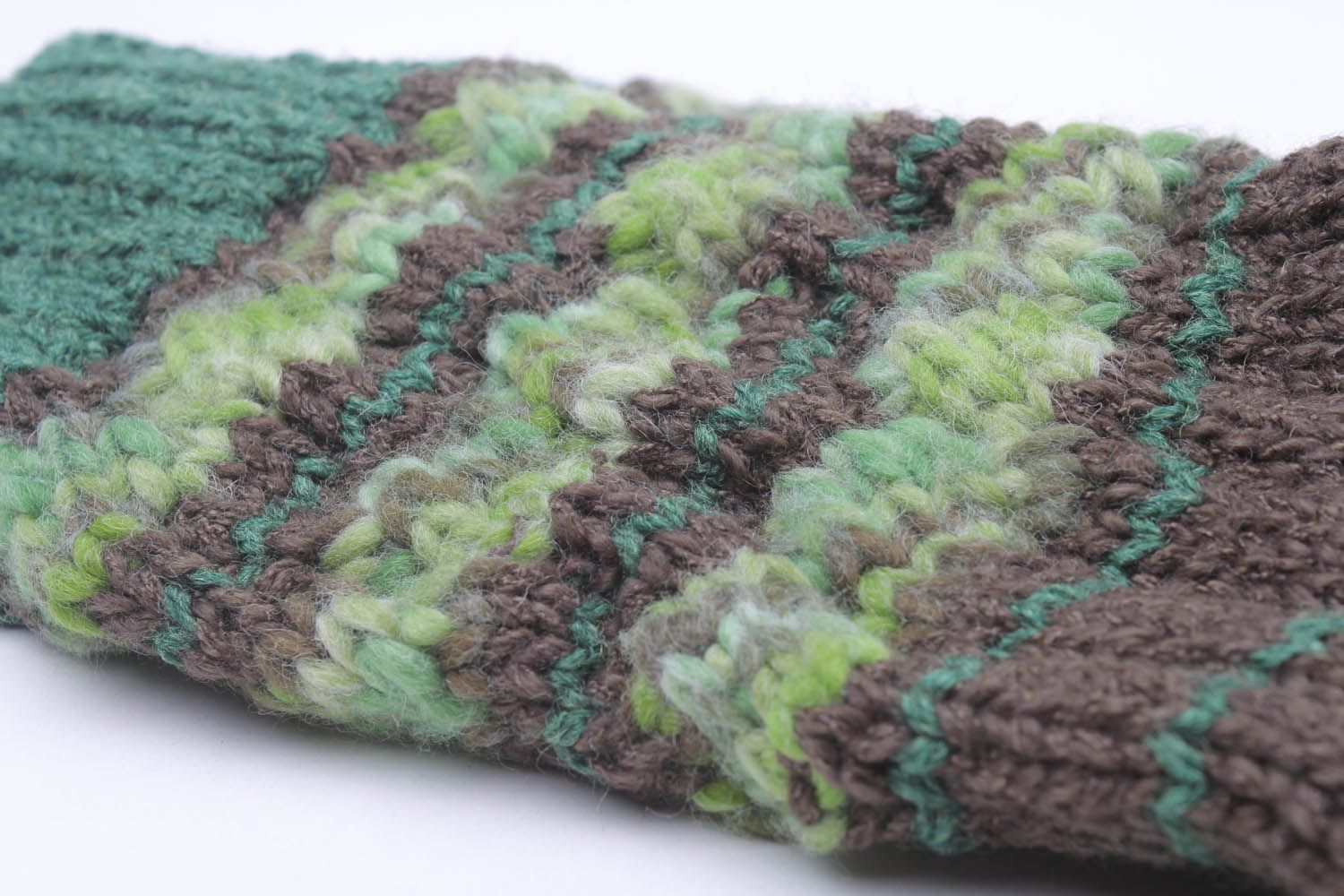 Chaussettes tricotées rayées chaudes en demi-laine  photo 4