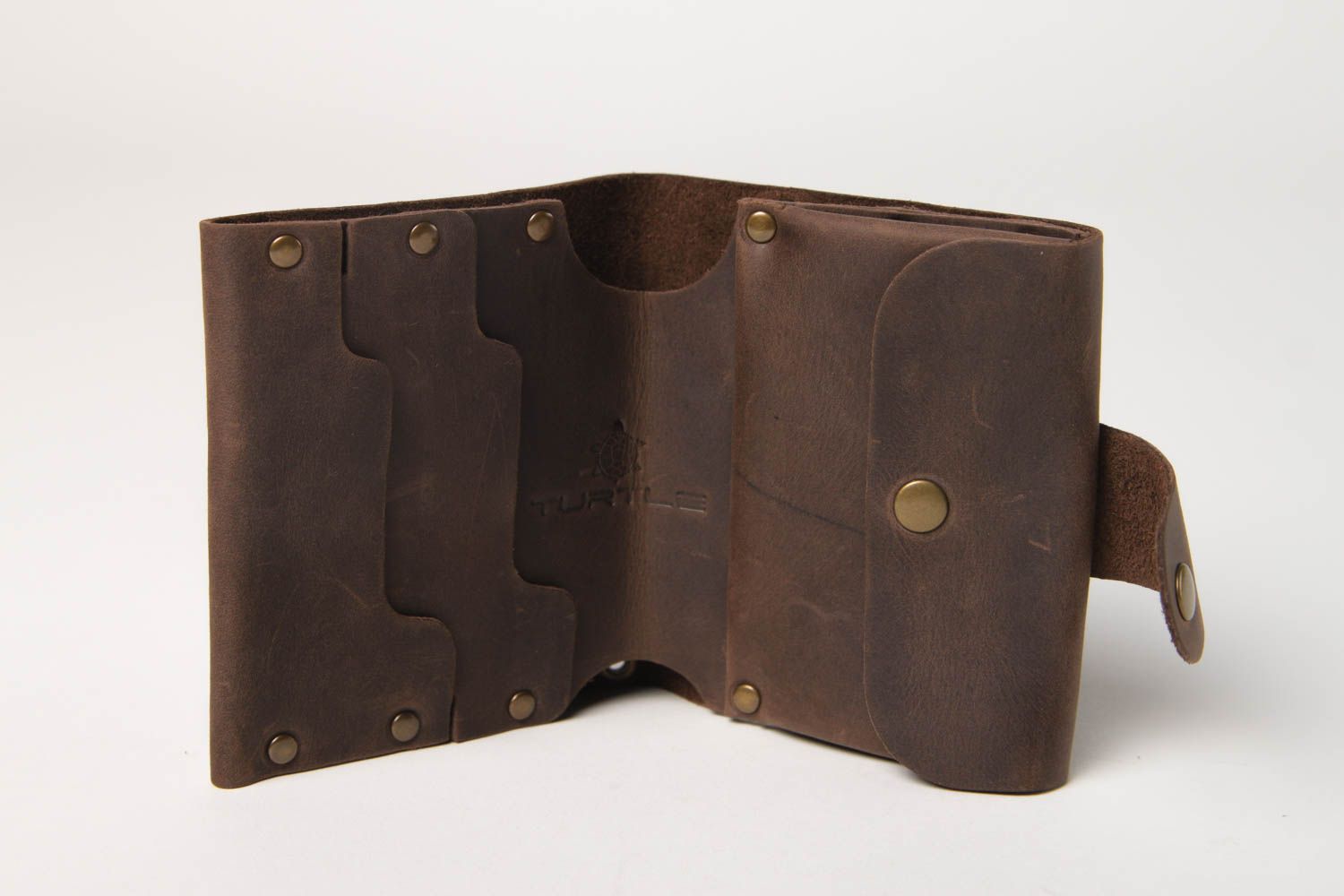 Коричневый кошелек ручной работы кожаный кошелек стильный кожаный аксессуар фото 4