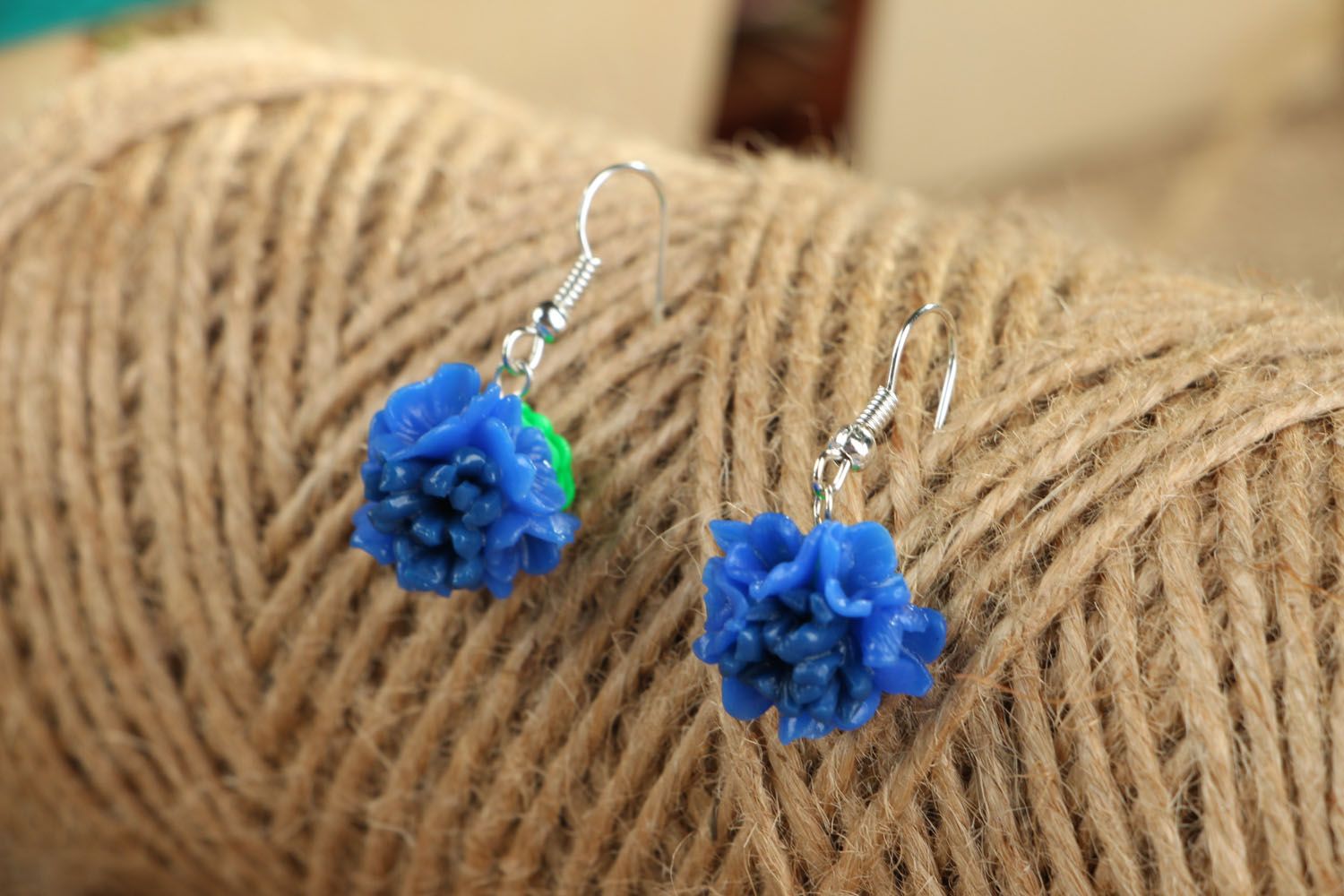 Polymer clay earrings Bouquet of Forget-Me-Nots photo 3