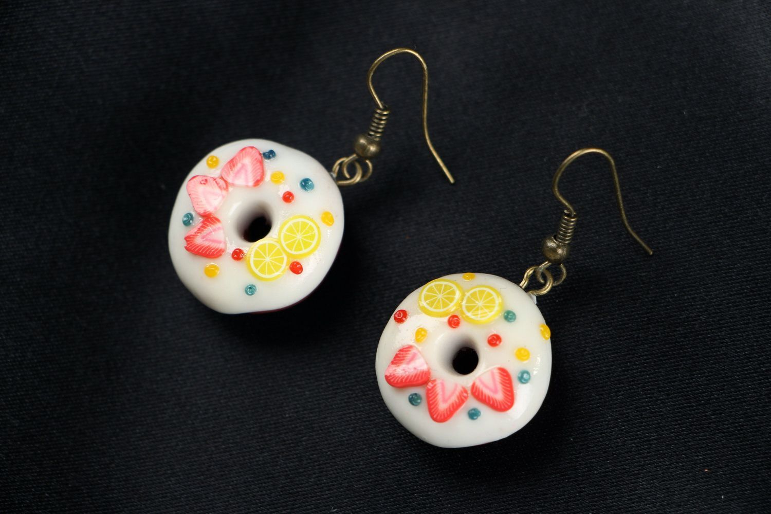 Earrings made ​​of polymer clay Donuts photo 1