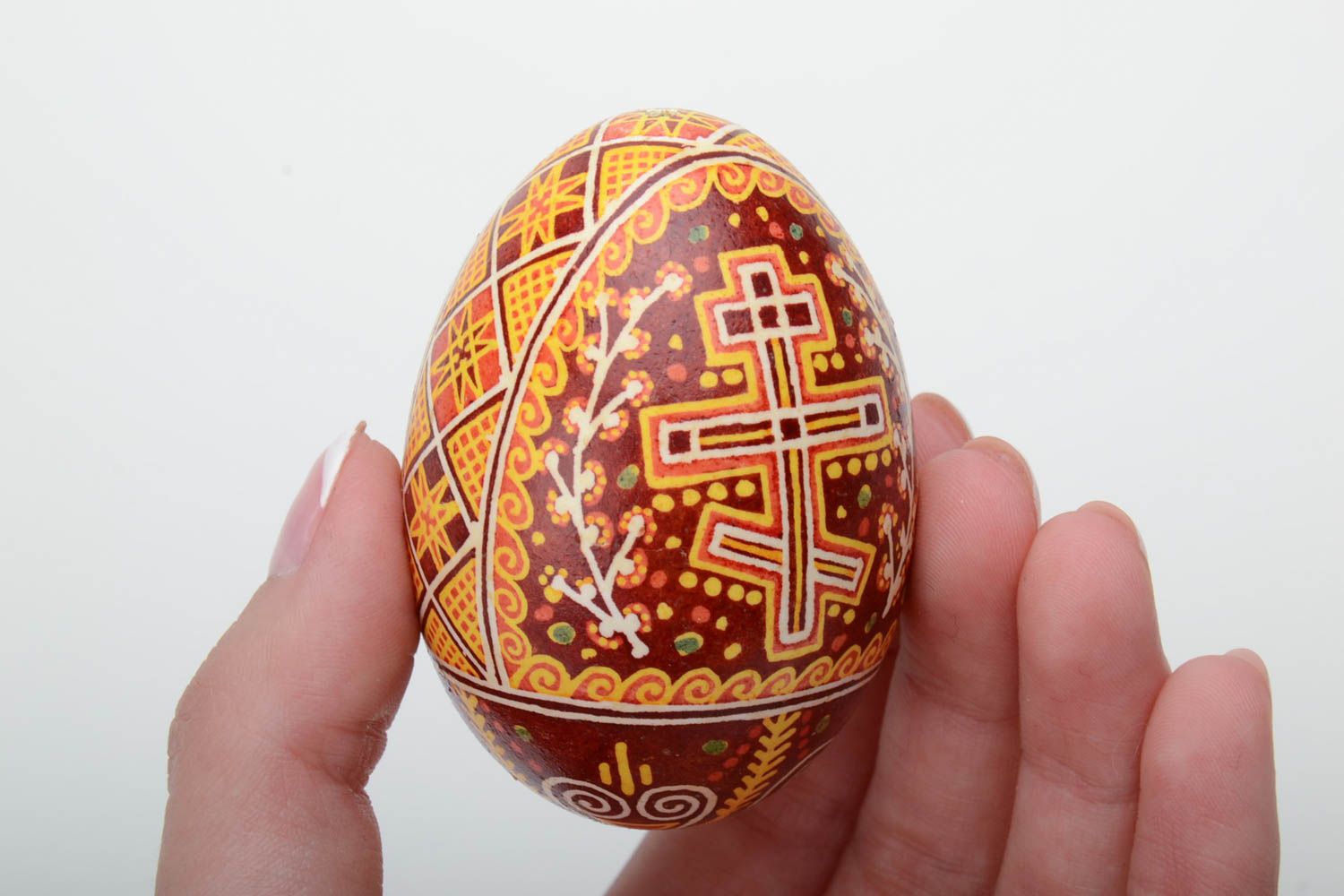 Beautiful handmade designer painted goose egg decorated using waxing technique photo 5