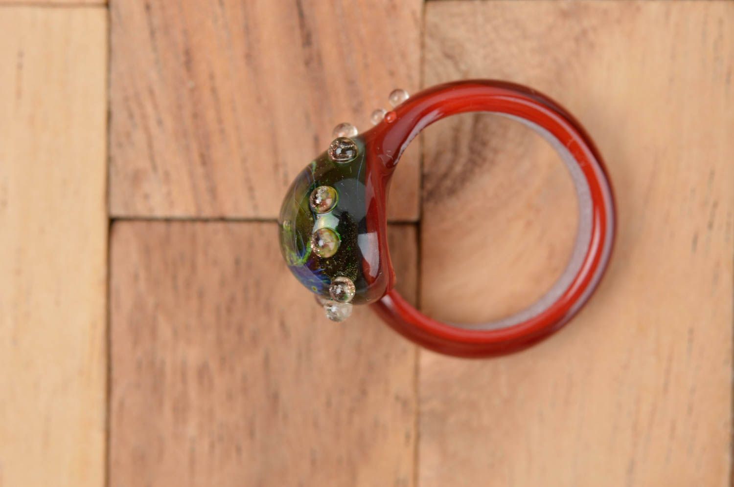 Handmade Ring aus Glas Damen Schmuck Accessoire für Frauen Glas Schmuck modisch foto 3