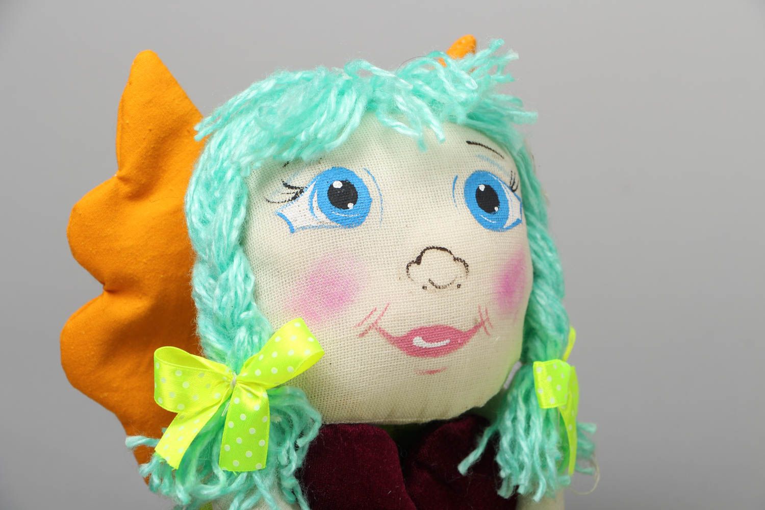 Handmade soft doll with eyelet photo 2