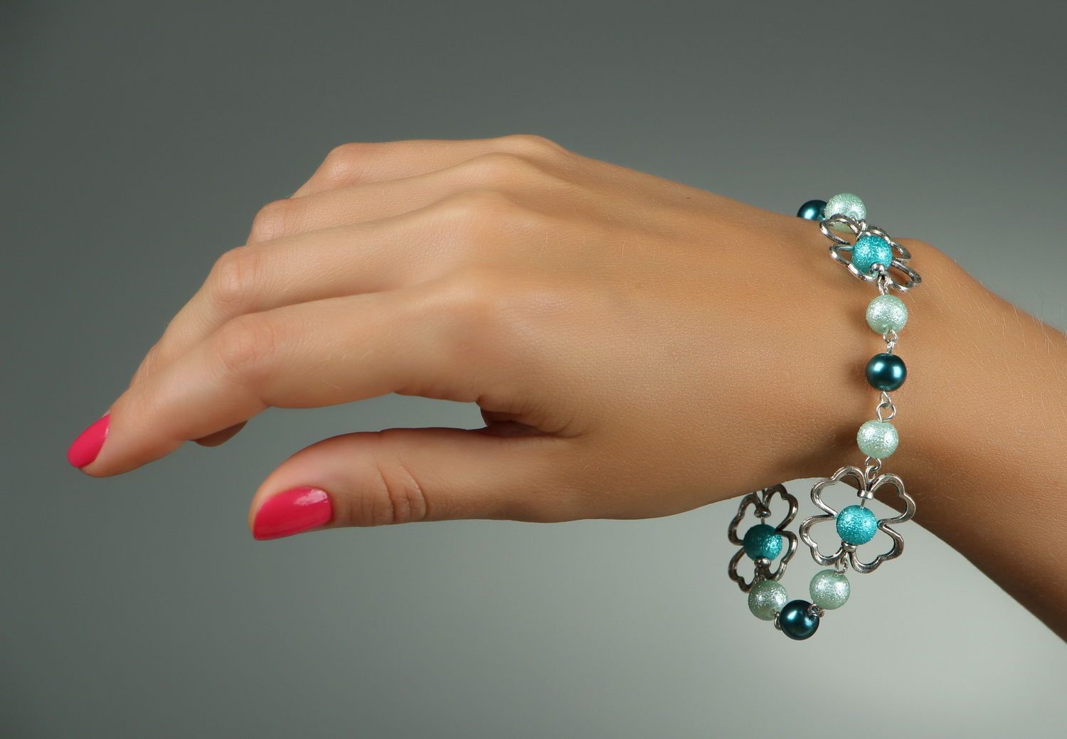 Bracelet en perles céramiques fait main photo 4