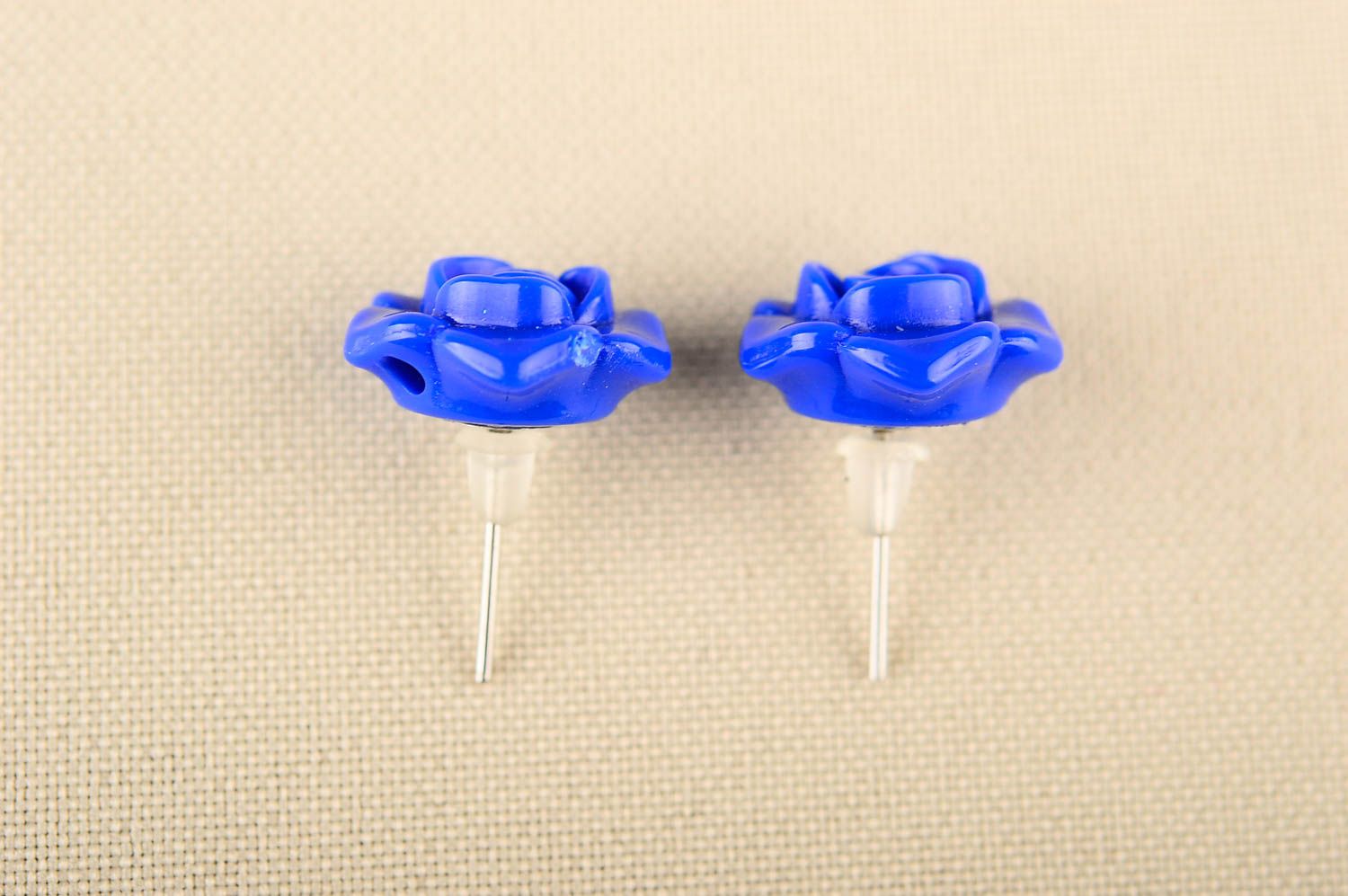 Handmade blue flower earrings designer stud earrings feminine jewelry photo 3