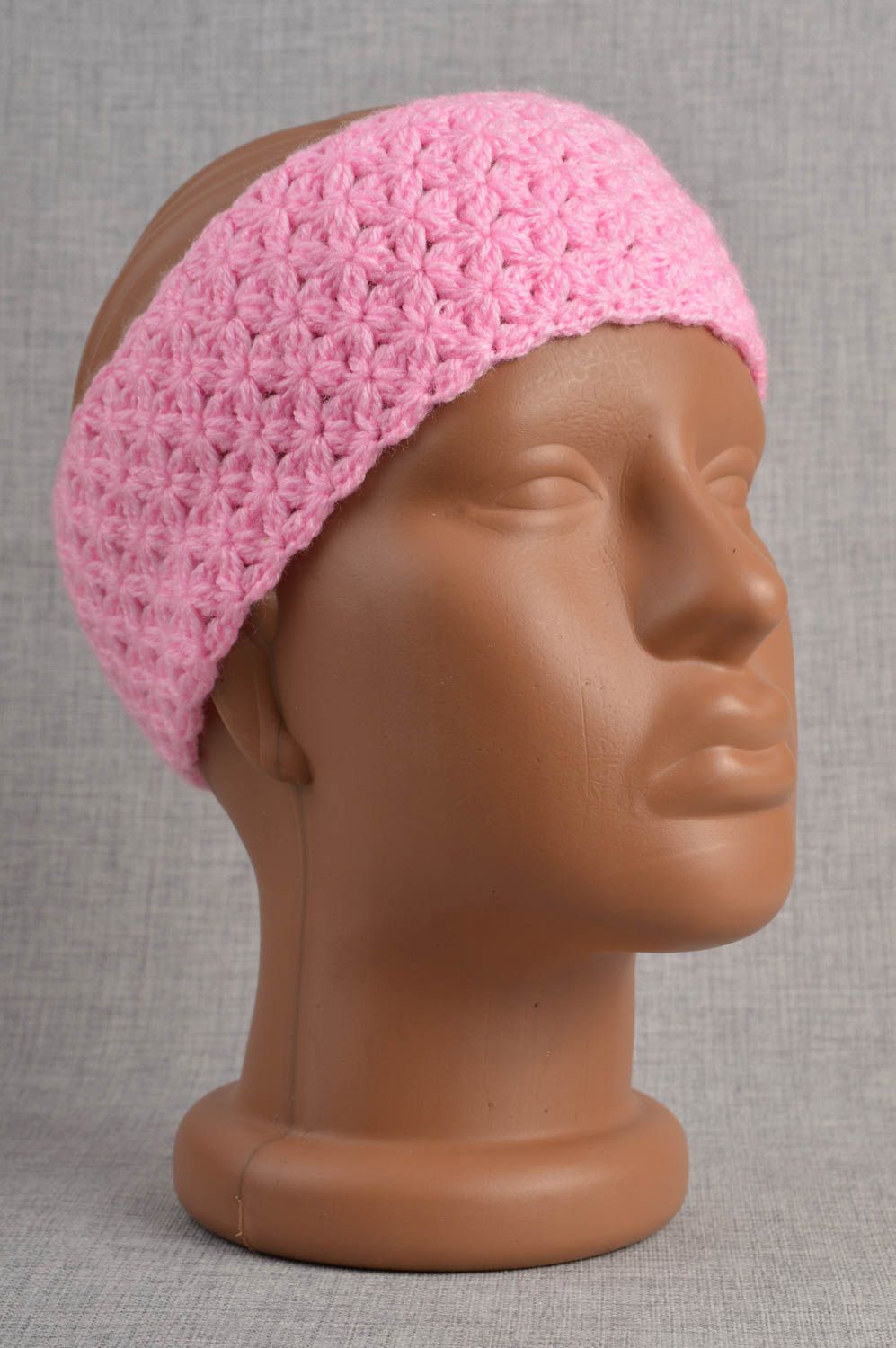 Banda para el cabello artesanal regalo para chica adorno para el pelo color rosa foto 1