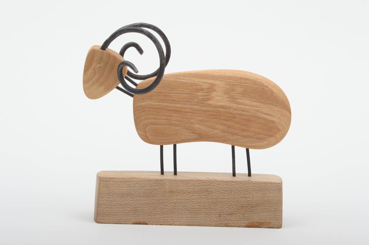 Figurine mouton fait main Statuette déco Cadeau original bois bélier souvenir photo 5