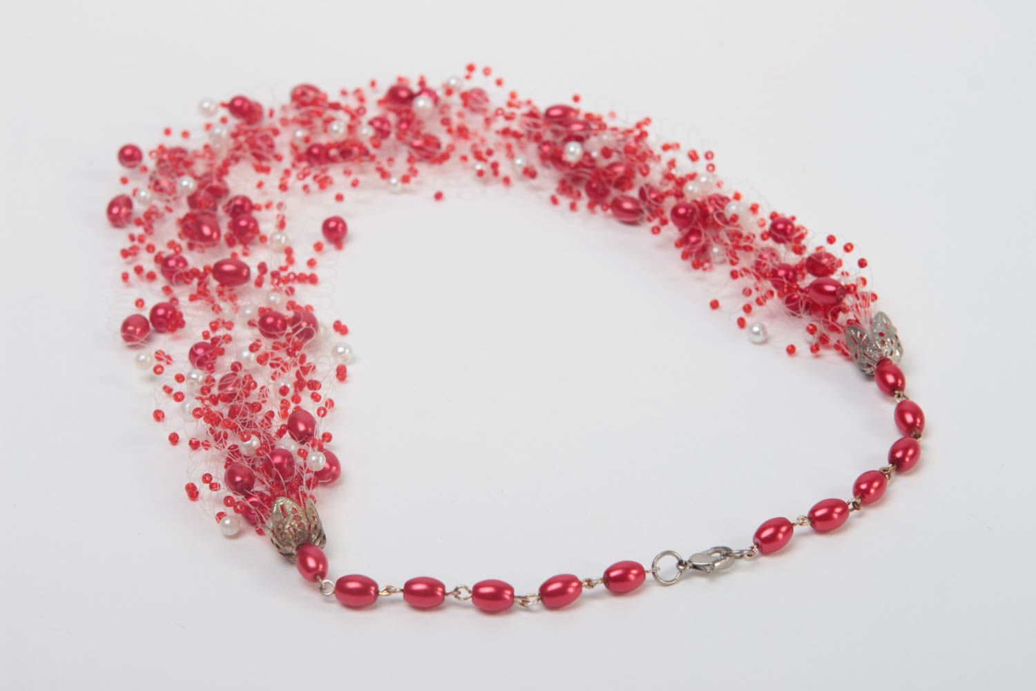 Collier perles rocaille fait main Bijou fantaisie Accessoire femme rouge sautoir photo 5