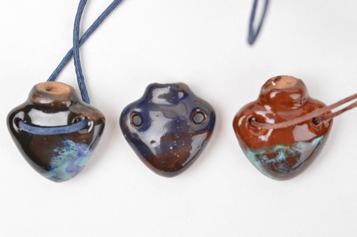 Handmade pendant clay aroma pendant unusual jewelry gift ideas set of 3 items photo 2