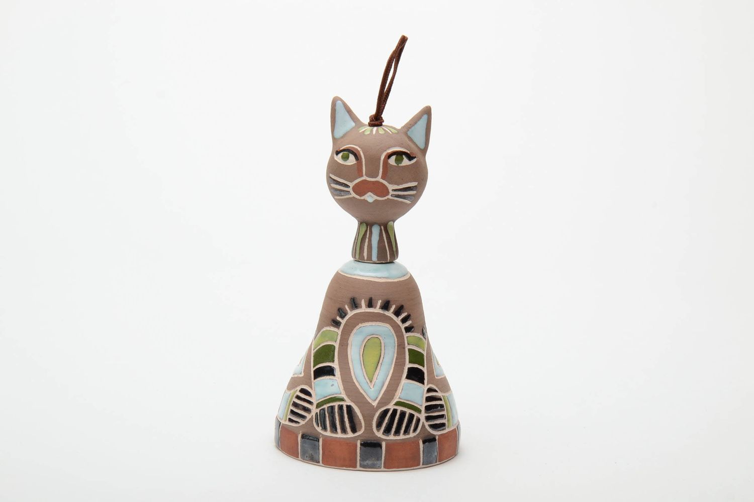 Керамический колокольчик кот фигурка для декора дома фото 2