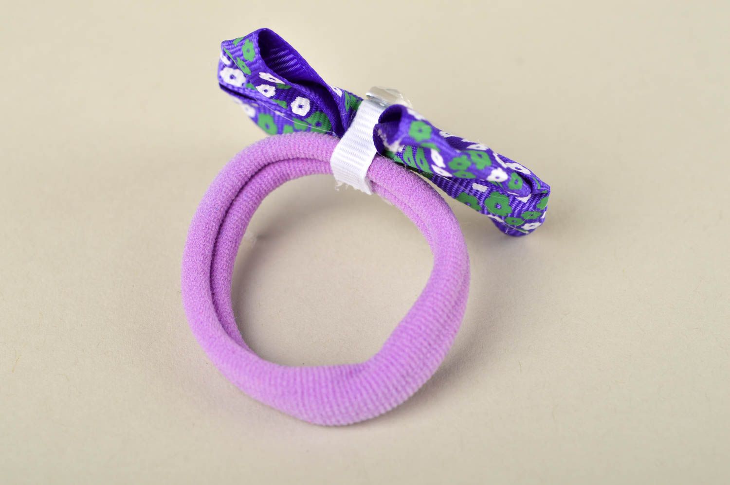 Детская резинка украшение ручной работы бантик фиолетовый резинка для волос фото 5