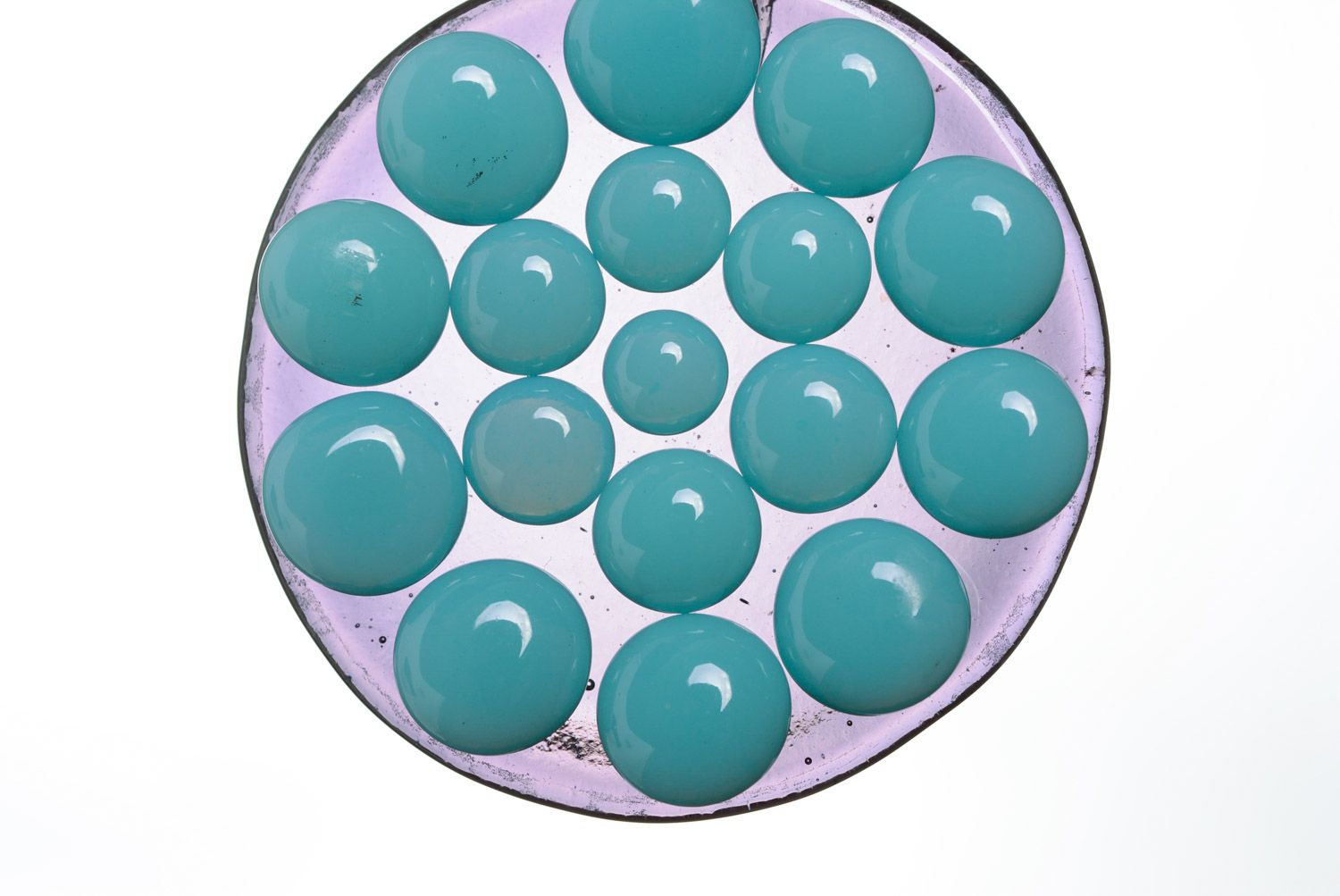 Pendentif rond en verre avec perles fantaisie fait main lacet en caoutchouc photo 3