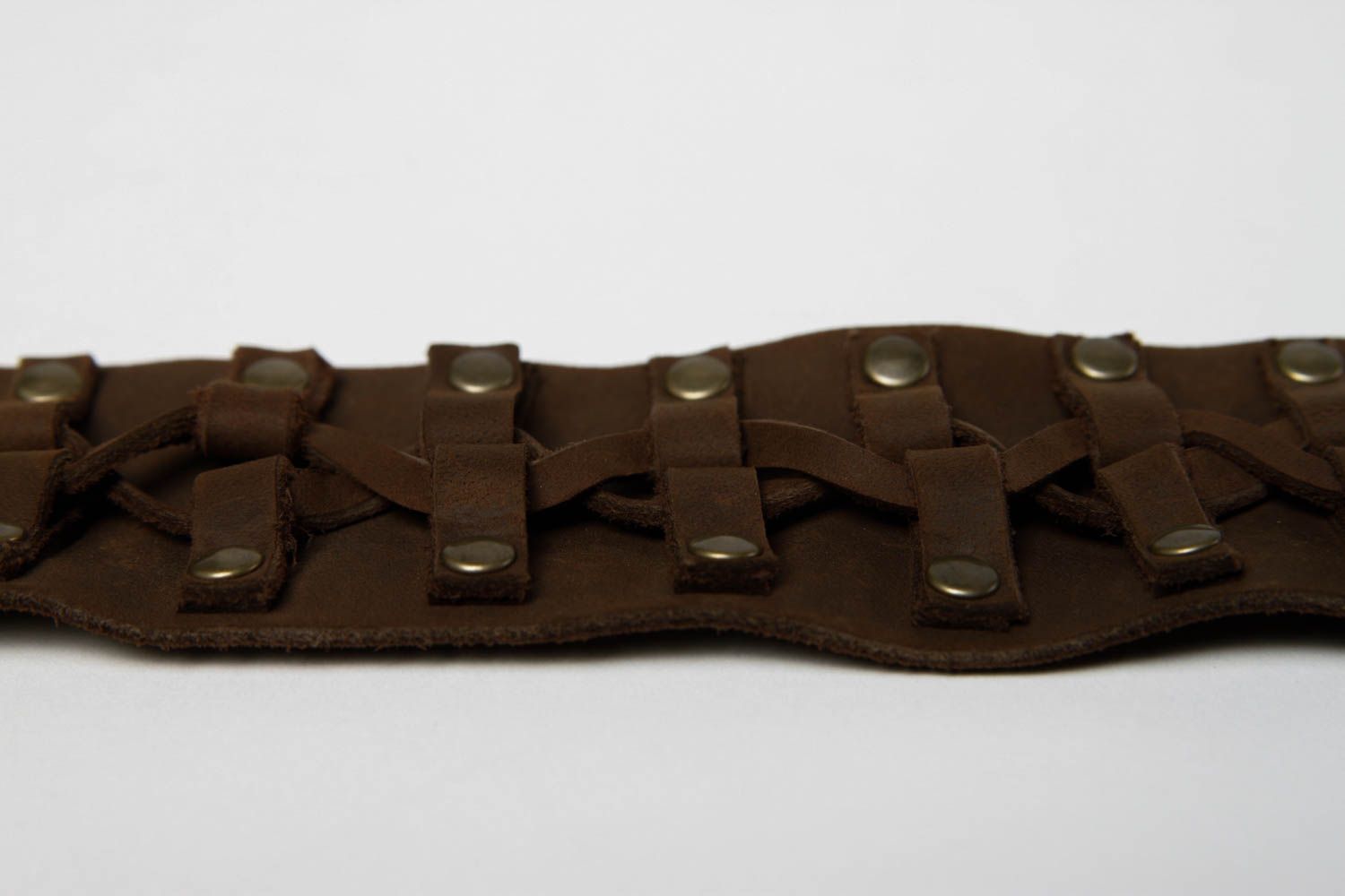 Bracelet cuir fait main Bracelet design large marron Accessoire en cuir photo 4
