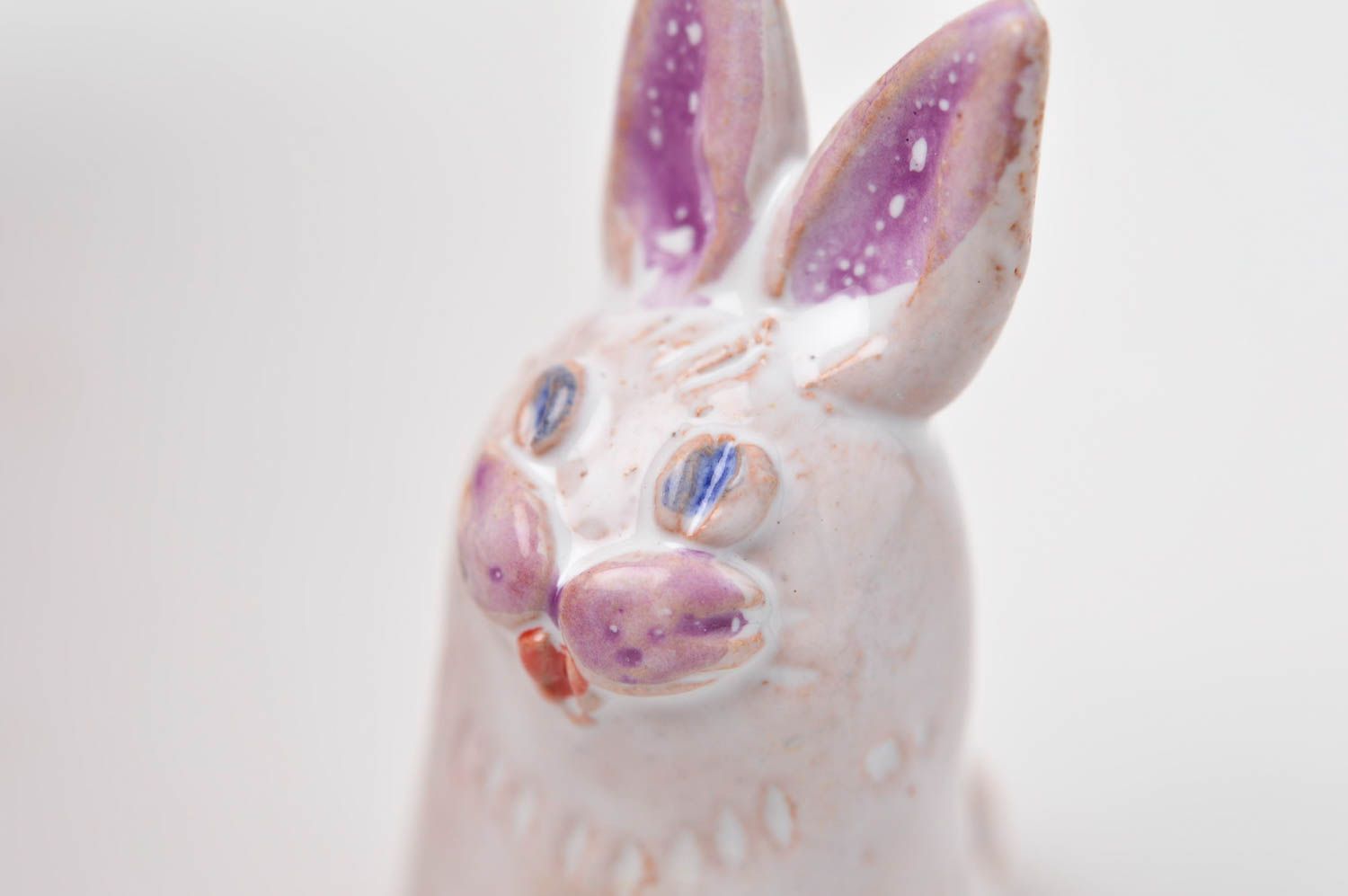 Figurine lapin Statuette miniature fait main argile glaçure Déco maison original photo 1