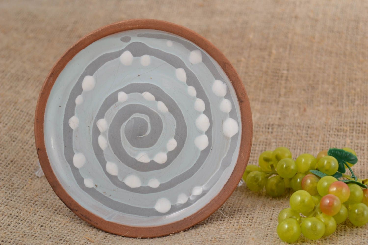 Handmade ceramic dish clay saucer handmade tableware accessory for home  photo 1