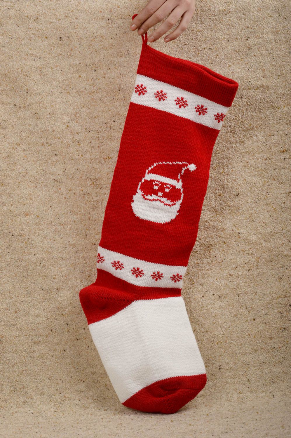 Socke zu Weihnachten Handmade Deko Tannenbaum Schmuck Weihnachten Deko grell rot foto 1