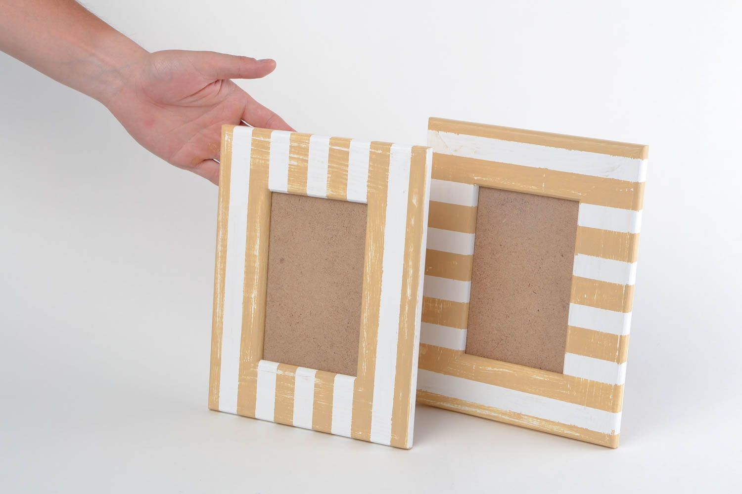 Рамки из дерева для фотографий набор из 2 штук прямоугольные светлые хэнд мейд фото 2