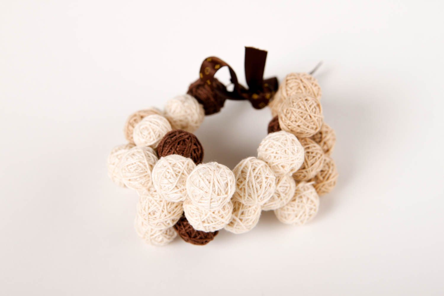 Unusual handmade textile bracelet woven ball bracelet designs gifts for her photo 3