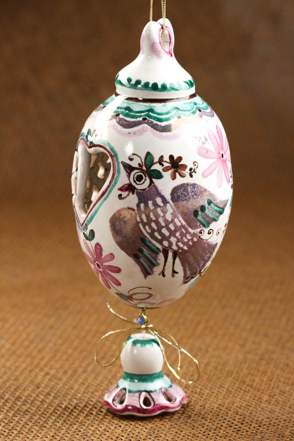 Campana artesanal con huevo decoración de hogar pintada regalo original foto 1
