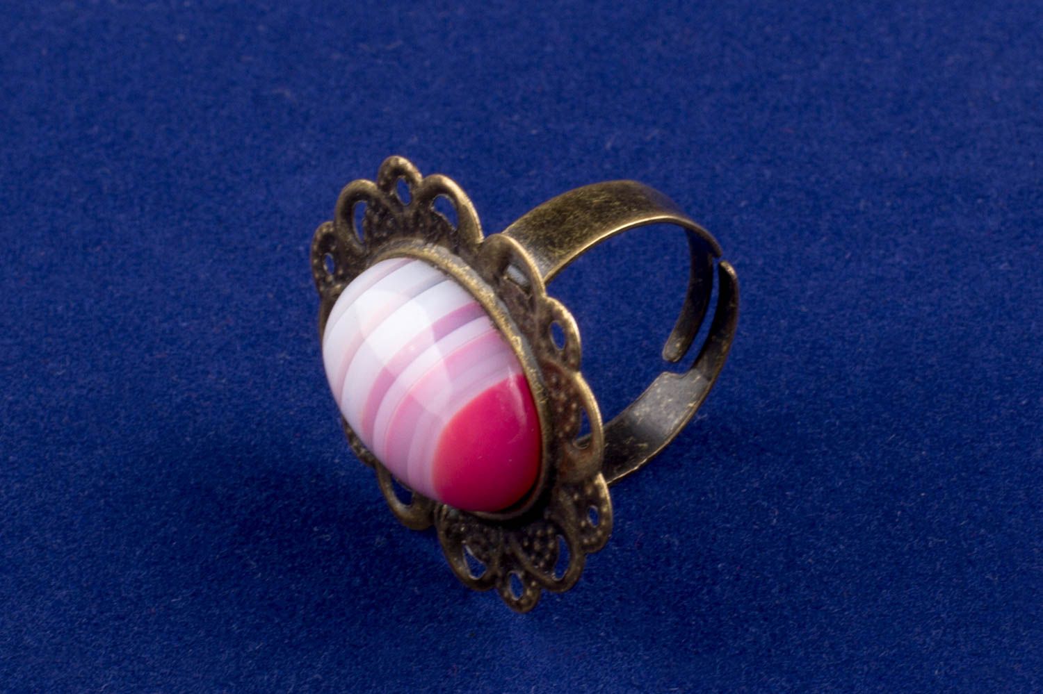 Rosa handmade Ring mit Naturstein verstellbar rund Innendurchmesser 18 handmade foto 5