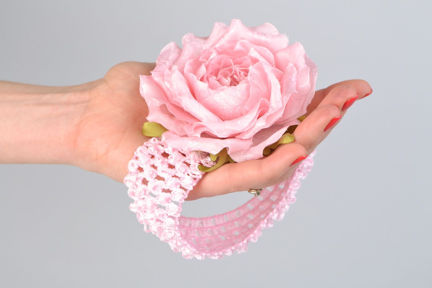 Bandeau cheveux pour enfant rose avec fleur accessoire broche originale photo 2