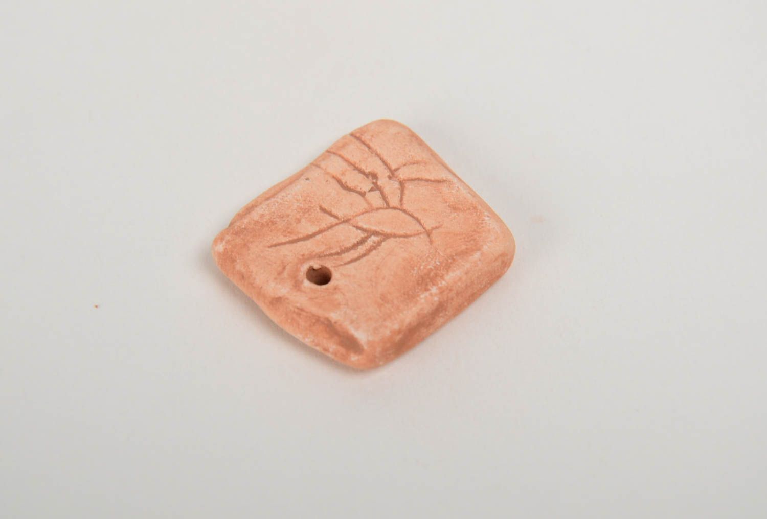 Handmade square DIY clay blank pendant square beige designer jewelry  photo 3