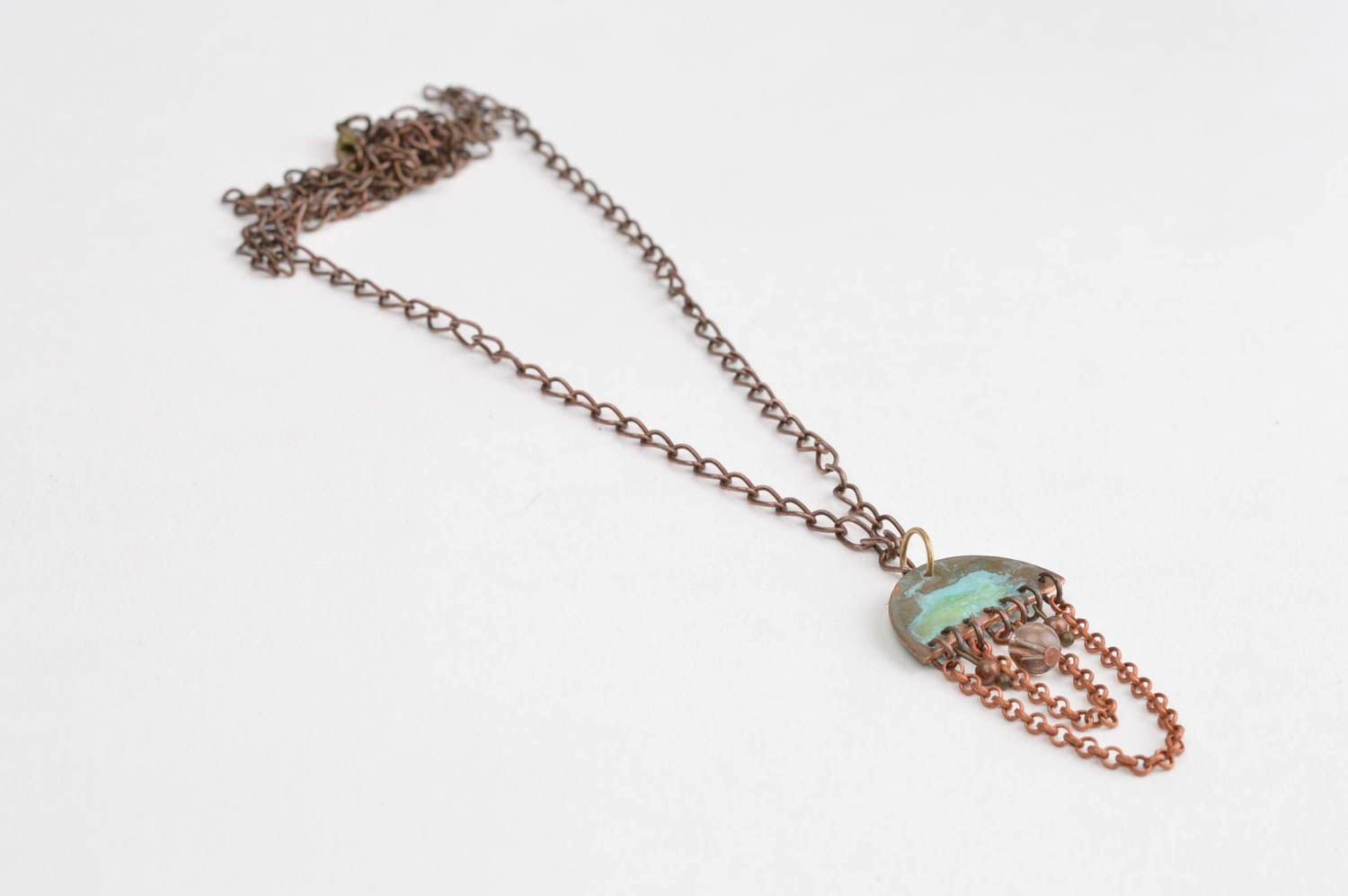 Handmade pendant designer copper accessories metal jewelry with stone photo 3