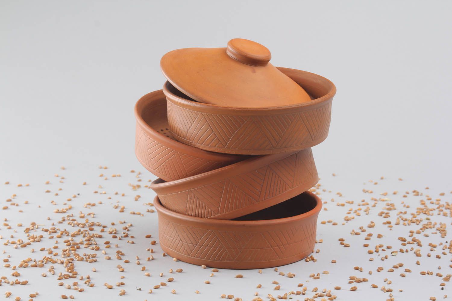 Suporte para germinação de sementes de argila feito à mão louça de cerâmica foto 1