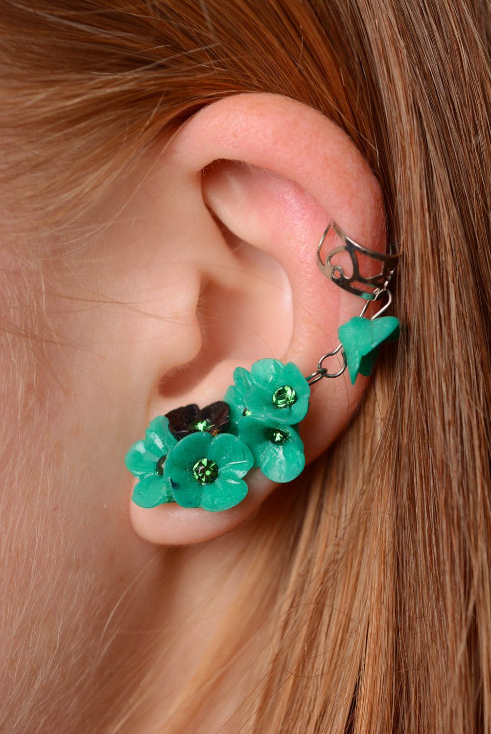 Green cuff earrings Oblivion photo 3