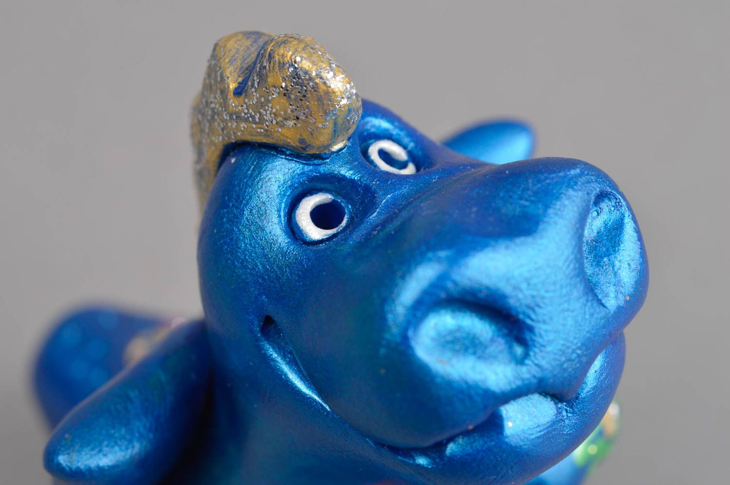 Sifflet en terre cuite fait main Sifflet original dragon bleu Cadeau enfant photo 4