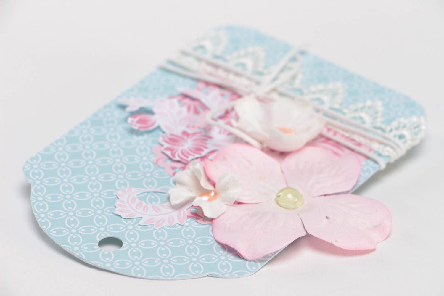 Handmade beautiful gift designer tag made using scrapbooking with orchid photo 4