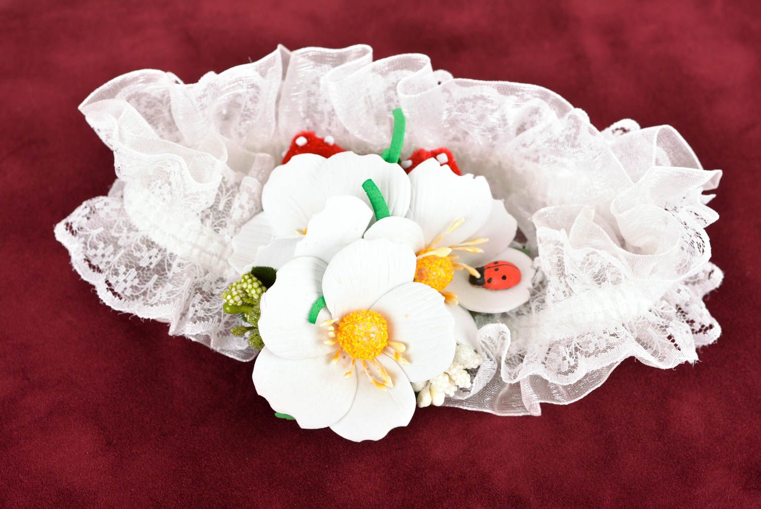 Haarband mit Blumen handgemachter Schmuck grelles Accessoire für Haare schön foto 1
