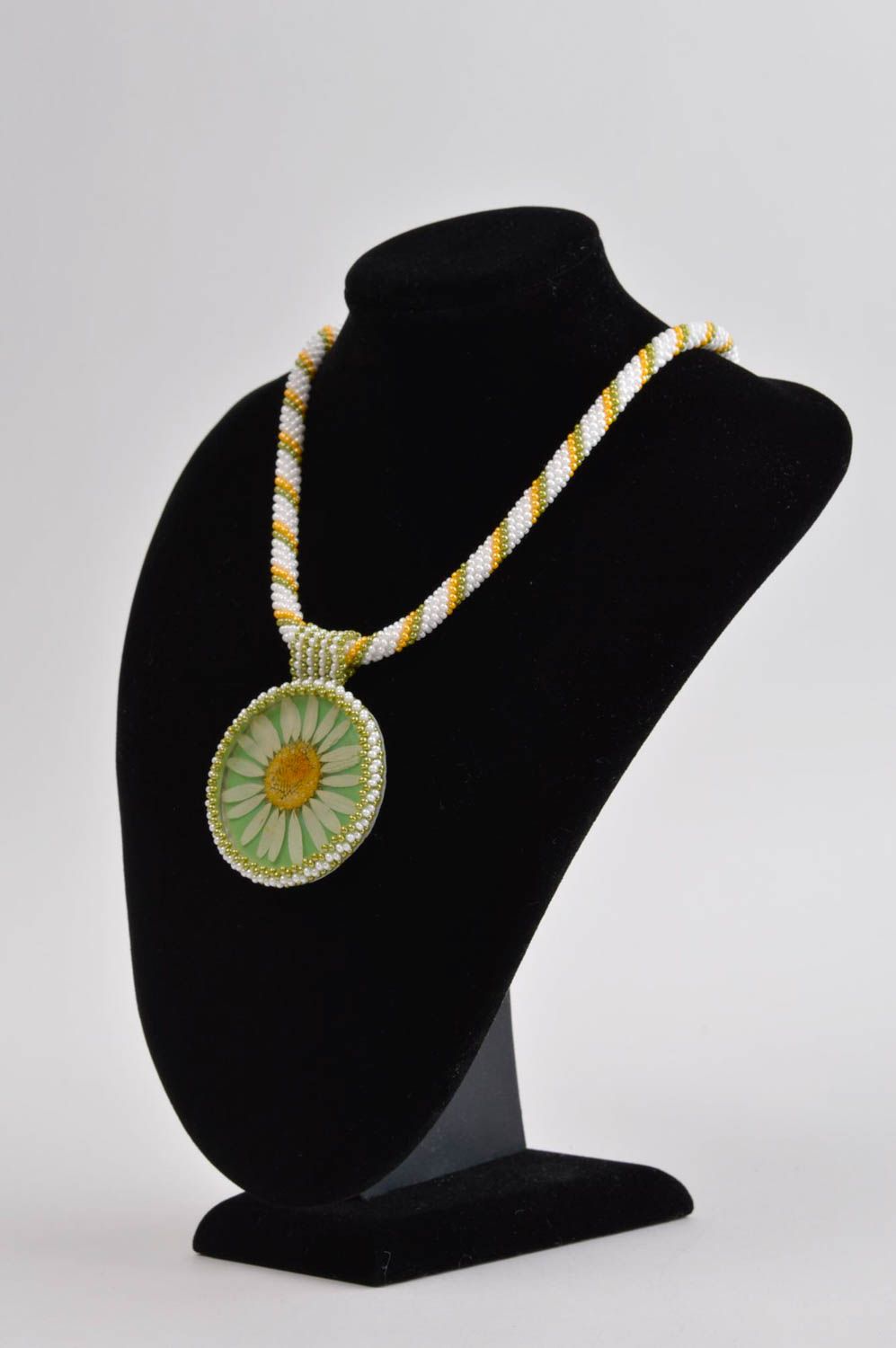 Handmade pendant unusual accessory bead necklace gift ideas resin jewelry photo 1