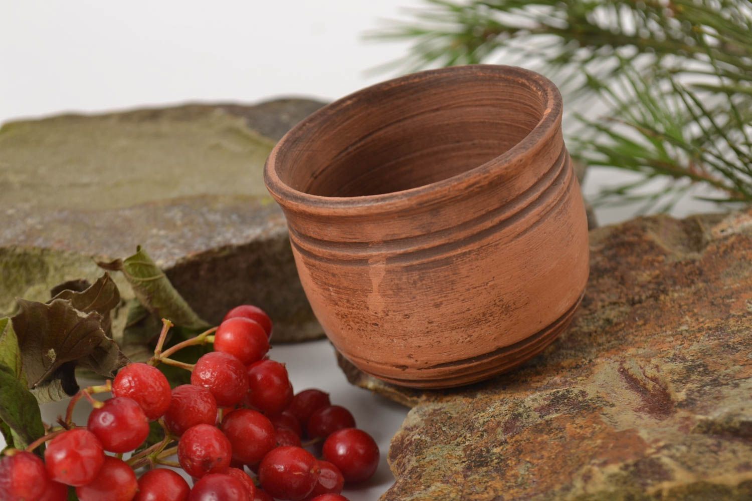 Schnapsglas keramik handgefertigt Geschirr aus Ton praktisch Pinnchen Schnaps foto 1