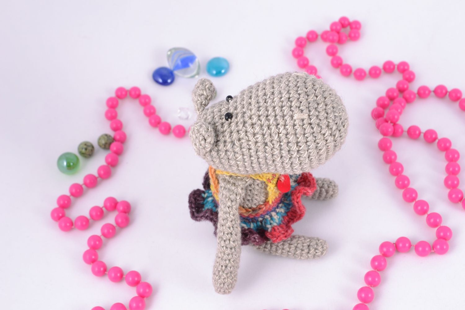 Soft crochet toy gray hippo photo 1