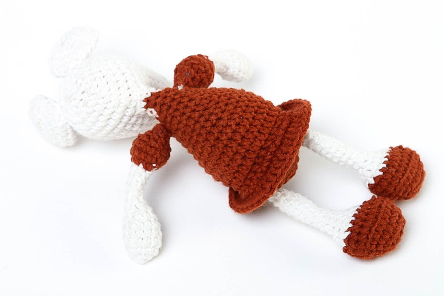 Jouet tricoté Peluche faite main souris blanche au crochet Cadeau enfant photo 4