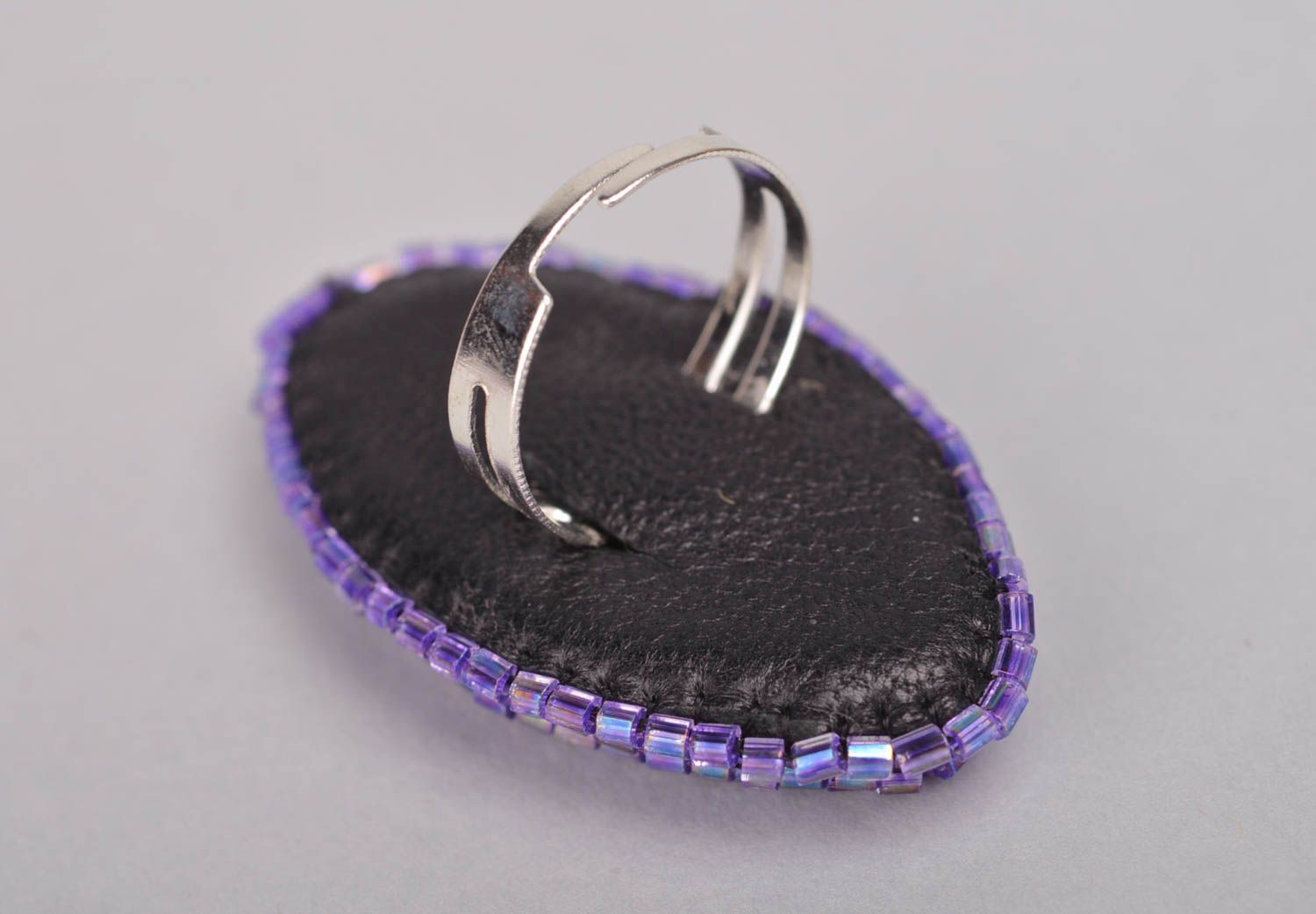 Beautiful handmade beaded ring gemstone agate ring fashion accessories photo 3