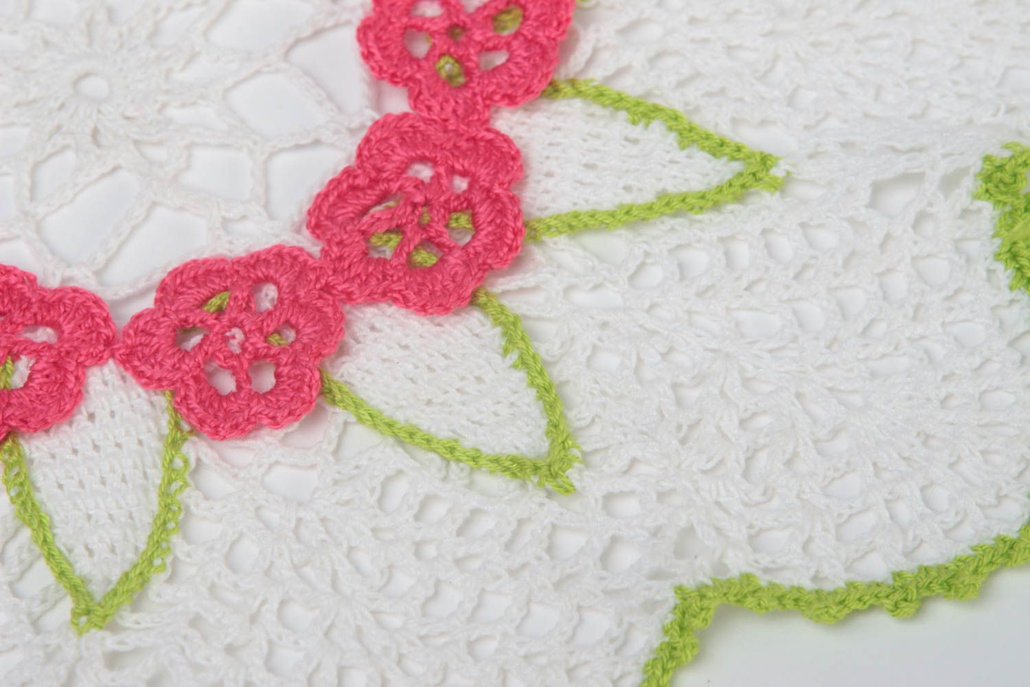 Openwork crocheted napkin stylish handmade kitchen decor textile for home photo 3