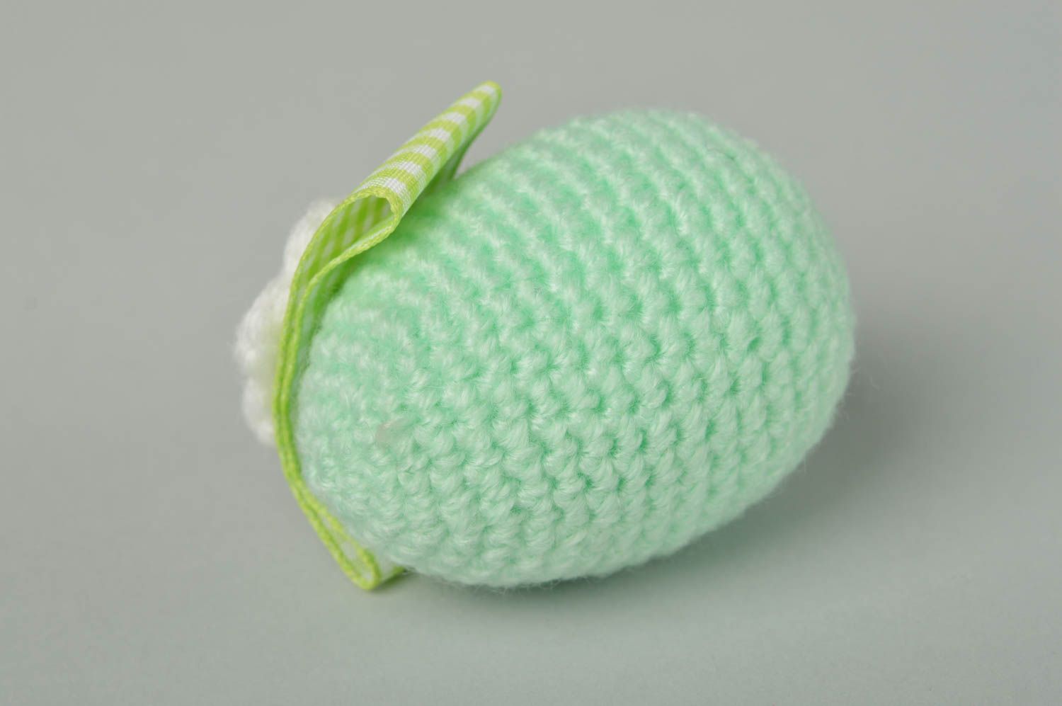 Handmade Easter egg decorative use only mint crocheted egg with a flower cute gift photo 5