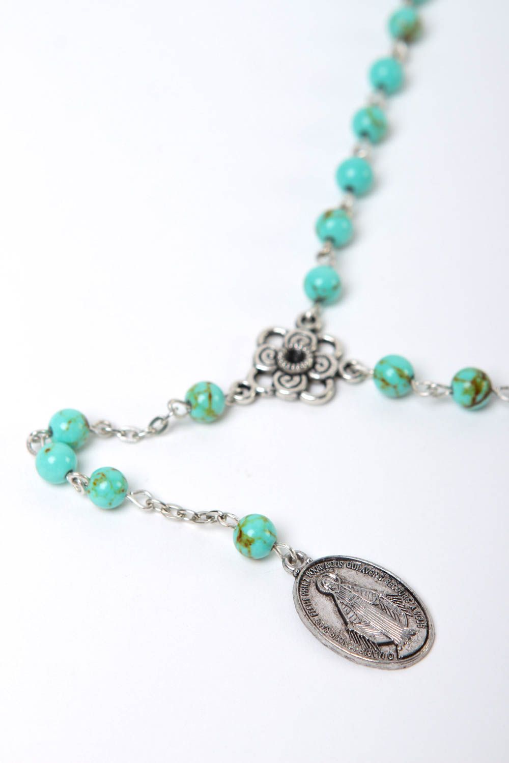 Handmade rosary unusual bead necklace designer accessory stone jewelry photo 3