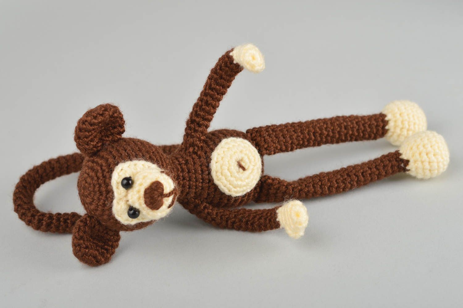 Handmade crochet toy baby soft toy crochet monkey toy design crocheted toys   photo 5